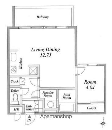 ルート四谷三丁目[1LDK/41.12m2]の間取図