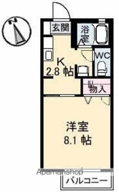 グランデージ１[1K/26.61m2]の間取図