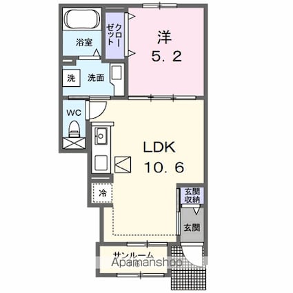 Ｇｒａｐｅ・Ｇａｒｄｅｎ[1LDK/40.02m2]の間取図