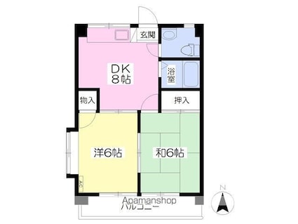 カミーリア愛光[2DK/38.88m2]の間取図