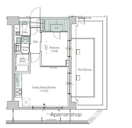 ワンルーフレジデンス新御徒町[1LDK/40.4m2]の間取図