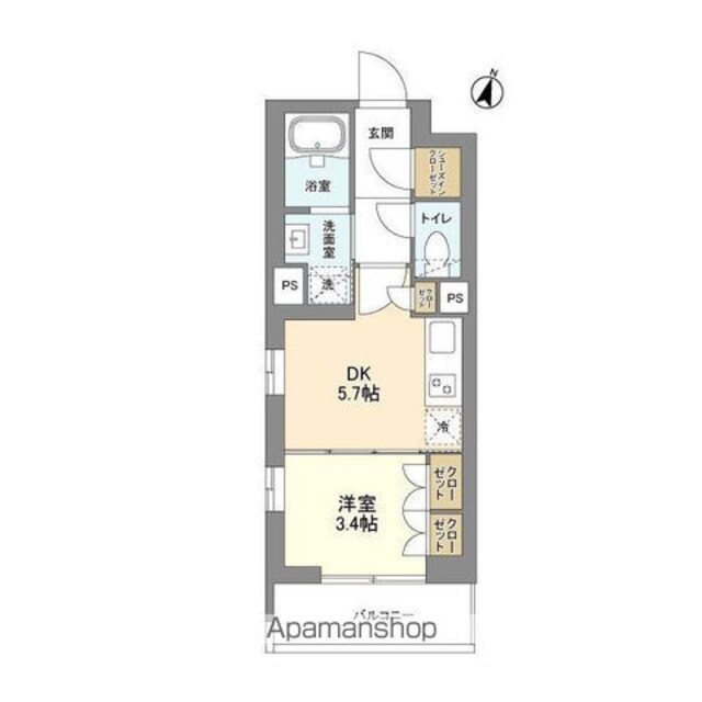 コスモグラシア学芸大学[1DK/27.49m2]の間取図