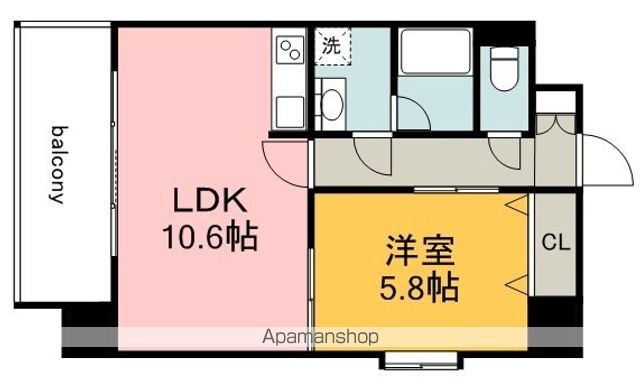 広島県広島市中区平野町[1LDK/40.6m2]の間取図