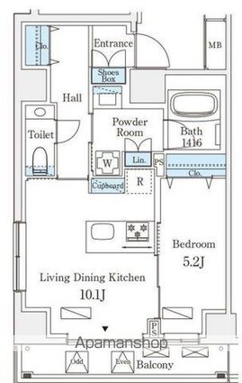 オーパスレジデンス南青山[1LDK/45.17m2]の間取図
