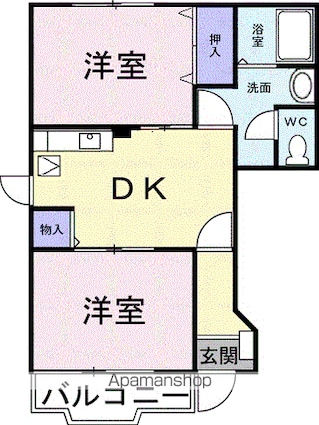 プリモ・アモーレＡ[2DK/46.06m2]の間取図