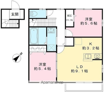 アリビオＡ[2LDK/60.19m2]の間取図