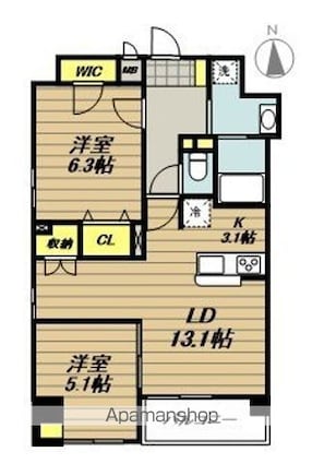 カーム　レジデンス　プロローグ[2LDK/64.26m2]の間取図