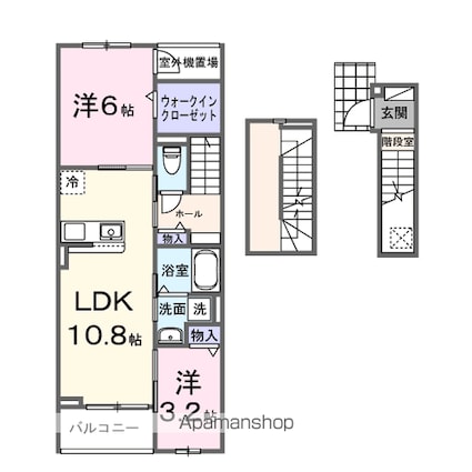 ヒカルサ西東京向台イースト[2LDK/58.13m2]の間取図