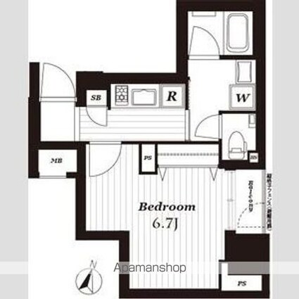 オープンレジデンシア銀座二丁目[1K/26.3m2]の間取図