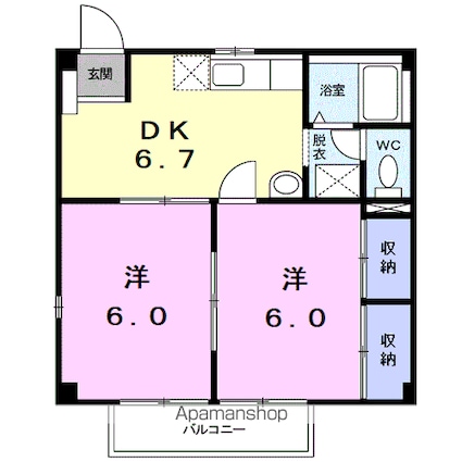 ニューいずみＡ[2DK/40.57m2]の間取図