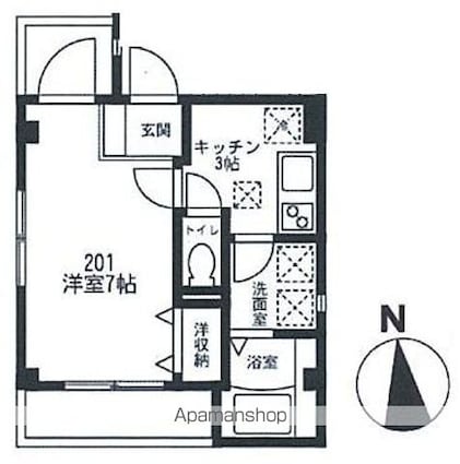 アロース代田[1K/25.6m2]の間取図