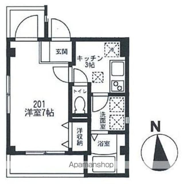 アロース代田[1K/25.6m2]の間取図