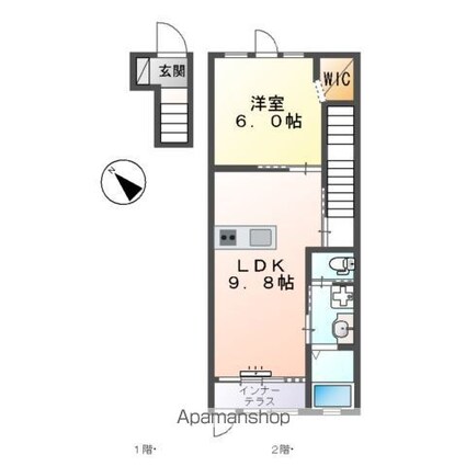 ルミナスハイム羽浦Ⅳ[1LDK/43.2m2]の間取図