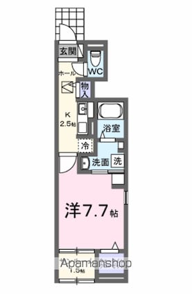 広島県三原市宮浦５丁目[1K/31.66m2]の間取図