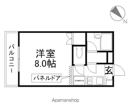 プリメゾン岡山南方[1K/23.4m2]の間取図