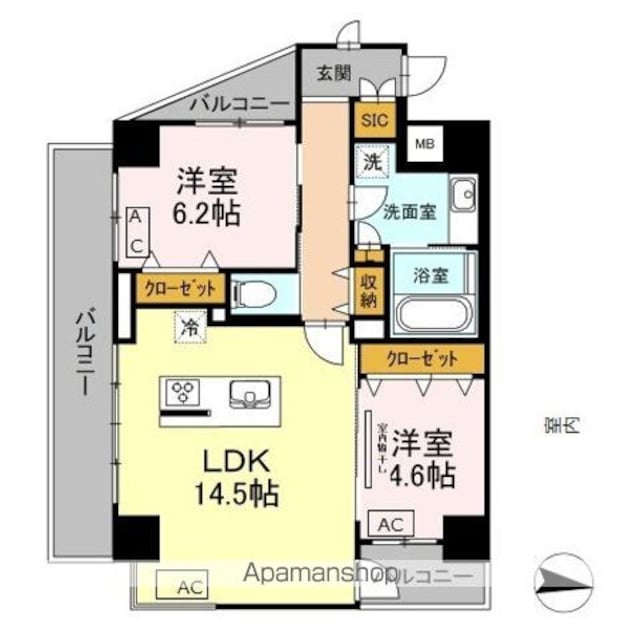 ラ・ベレッツァ　フェリオ[2LDK/64.66m2]の間取図