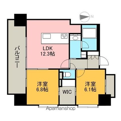 愛知県名古屋市東区泉３丁目[2LDK/59.33m2]の間取図