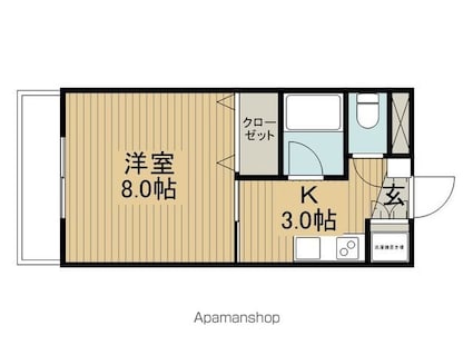 レスコメイトⅡ[1K/26.5m2]の間取図