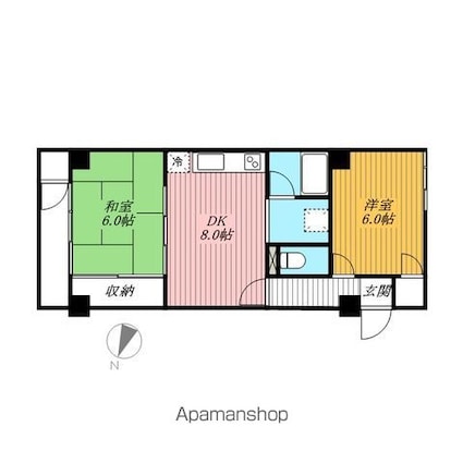 千葉県千葉市中央区新宿１丁目[2DK/46.41m2]の間取図