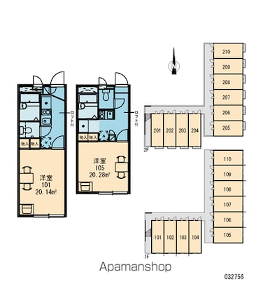 レオパレスリバーパーク[1K/20.28m2]の間取図