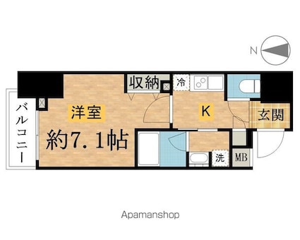 ステージグランデ八王子Ⅱ[1K/25.7m2]の間取図