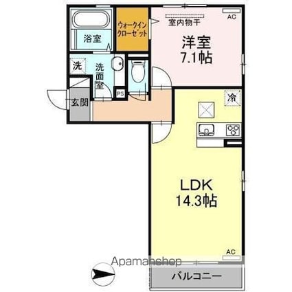 Ｄーｒｏｏｍ安城寺[1LDK/51.68m2]の間取図