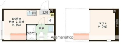 東京都中野区若宮２丁目[1R/13.39m2]の間取図
