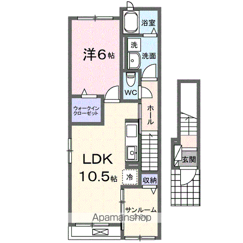 和歌山市木ノ本のアパートの間取り