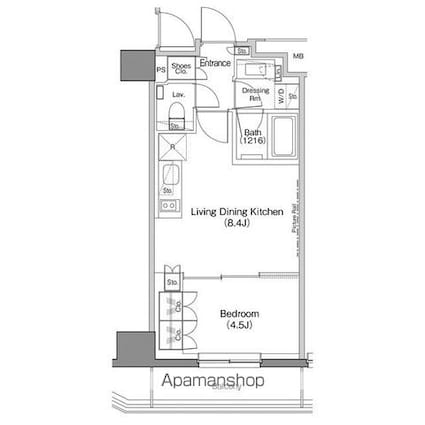 ザ・パークハビオ神楽坂香月[1LDK/31.89m2]の間取図