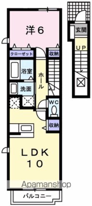 松岡ハイツⅡ　Ｂ[1LDK/42.8m2]の間取図