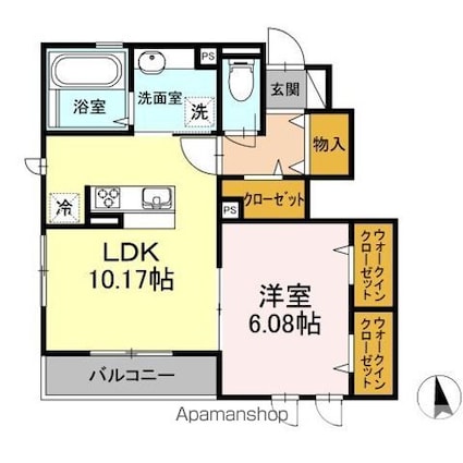 ルーチェ[1LDK/44.93m2]の間取図