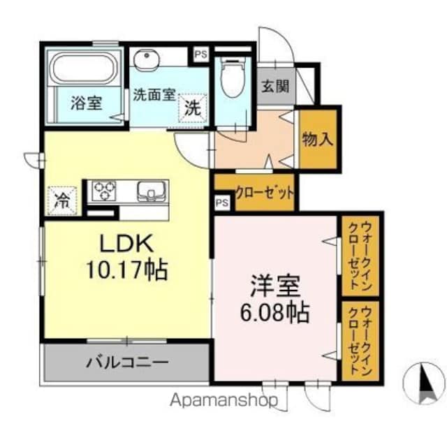 ルーチェ[1LDK/44.93m2]の間取図