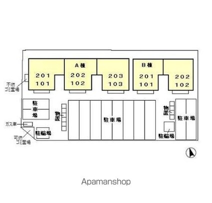 ルシエル　二番館　Ａ・Ｂ[2DK/48.79m2]の配置図