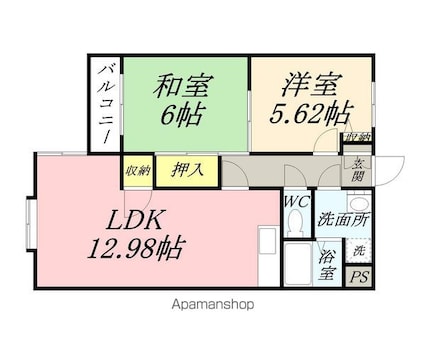 メゾンドール青江[2LDK/55.08m2]の間取図