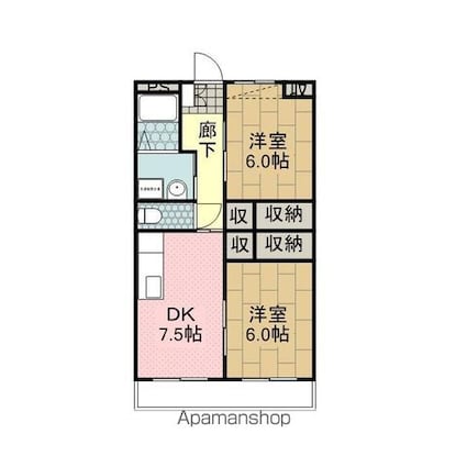 Ｐｌｕｍ　Ｇａｒｄｅｎ[2DK/48.6m2]の間取図