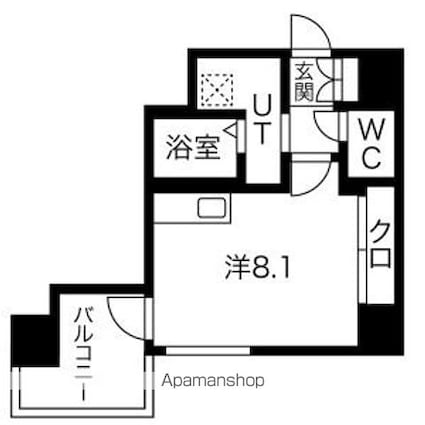 ＰＬＡＴＺ　ＴＡＣＨＩＢＡＮＡ（プラッツタチバナ）[1R/27.3m2]の間取図