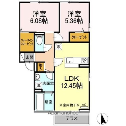 アルタフォーレ　Ａ[2LDK/58.37m2]の間取図
