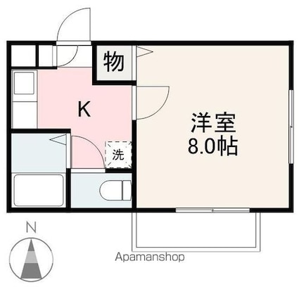 アムール鬼無Ⅱ[1K/23.18m2]の間取図