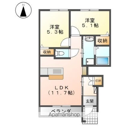 メゾン・コスモス壱番館[2LDK/49.43m2]の間取図