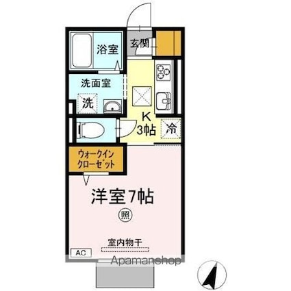 レイ　ヴェレーナ[1K/26.71m2]の間取図