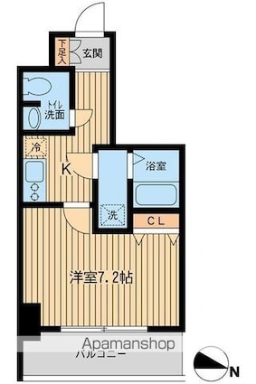 ＫＤＸレジデンス立川[1K/26.5m2]の間取図