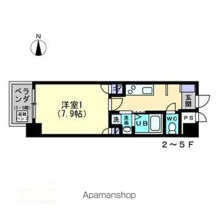 ミモザヒルズ古町[1K/28.2m2]の間取図