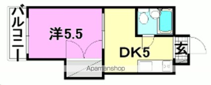 レジデンス勝山[1K/22.6m2]の間取図