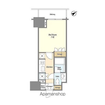 ラティエラ板橋[1K/25.47m2]の間取図