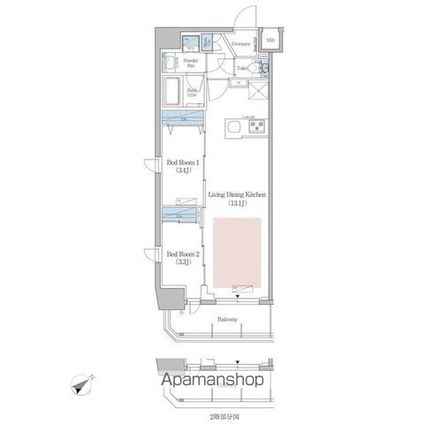 アーバネックス早稲田[2LDK/44.37m2]の間取図