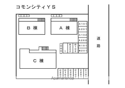 コモンシティＹＳ　Ｂ[2K/36m2]の配置図