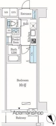 グロリアコート市川[1K/31.68m2]の間取図