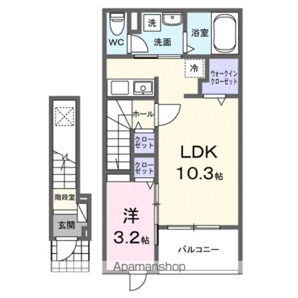 上月ハイツ[1LDK/37.63m2]の間取図