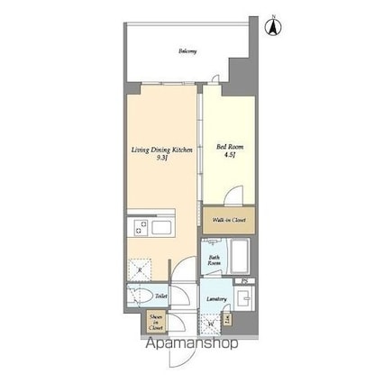 グランカーサ三ノ輪Ⅴ[1LDK/34.65m2]の間取図