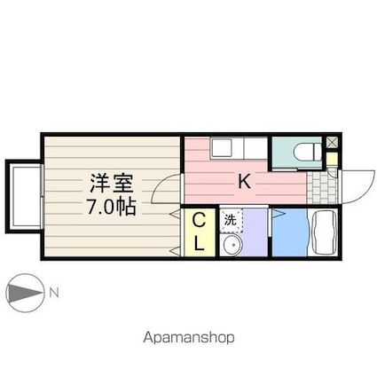 レミオパレス稲毛[1K/23.92m2]の間取図